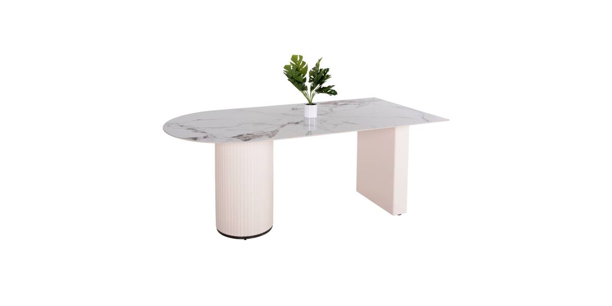 ΤΡΑΠΕΖΙ ΤΡΑΠΕΖΑΡΙΑΣ CERAMUS HM9772.01 12mmΚΕΡΑΜΙΚΟ TOP ΛΕΥΚΟ ΜΑΡΜΑΡΟ-MDF ΛΕΥΚΟ 180x90x76Υεκ.