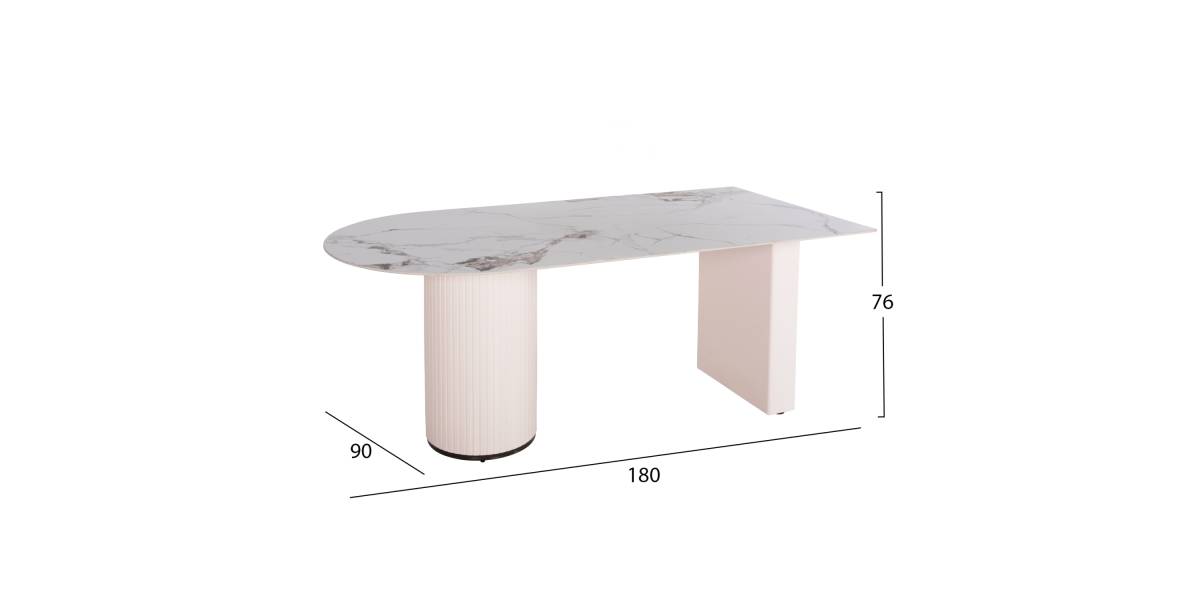 ΤΡΑΠΕΖΙ ΤΡΑΠΕΖΑΡΙΑΣ CERAMUS HM9772.01 12mmΚΕΡΑΜΙΚΟ TOP ΛΕΥΚΟ ΜΑΡΜΑΡΟ-MDF ΛΕΥΚΟ 180x90x76Υεκ.