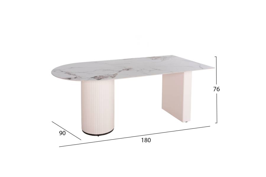 ΤΡΑΠΕΖΙ ΤΡΑΠΕΖΑΡΙΑΣ CERAMUS HM9772.01 12mmΚΕΡΑΜΙΚΟ TOP ΛΕΥΚΟ ΜΑΡΜΑΡΟ-MDF ΛΕΥΚΟ 180x90x76Υεκ.