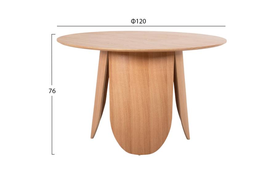 ΤΡΑΠΕΖΙ ΣΤΡΟΓΓΥΛΟ DENTY HM9612.01 MDF ΜΕ ΚΑΠΛΑΜΑ ΔΡΥΟΣ-ΧΡΩΜΑ ΔΡΥΟΣ Φ120x75Υεκ.
