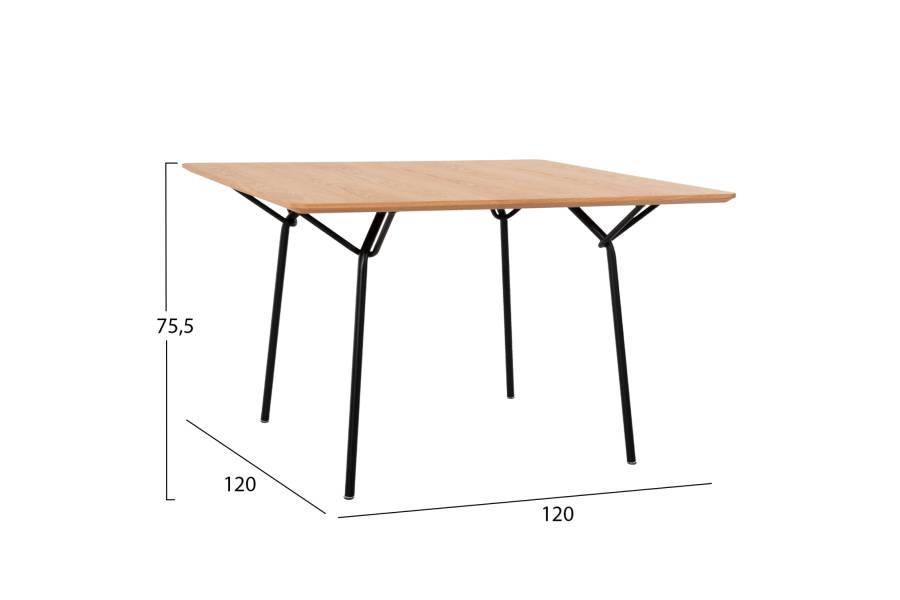ΤΡΑΠΕΖΙ ΤΡΑΠΕΖΑΡΙΑΣ TRENK HM9614.01 MDF ΜΕ ΚΑΠΛΑΜΑ ΔΡΥΟΣ ΦΥΣΙΚΟ-ΜΑΥΡΟ ΜΕΤΑΛΛΟ 120x120x75Υεκ.