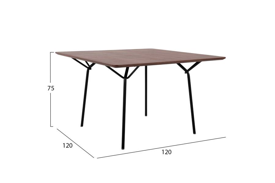 ΤΡΑΠΕΖΙ ΤΡΑΠΕΖΑΡΙΑΣ TRENK HM9614.02 MDF ΜΕ ΚΑΠΛΑΜΑ ΔΡΥΟΣ ΚΑΡΥΔΙ-ΜΑΥΡΟ ΜΕΤΑΛΛΟ 120x120x75Υεκ.