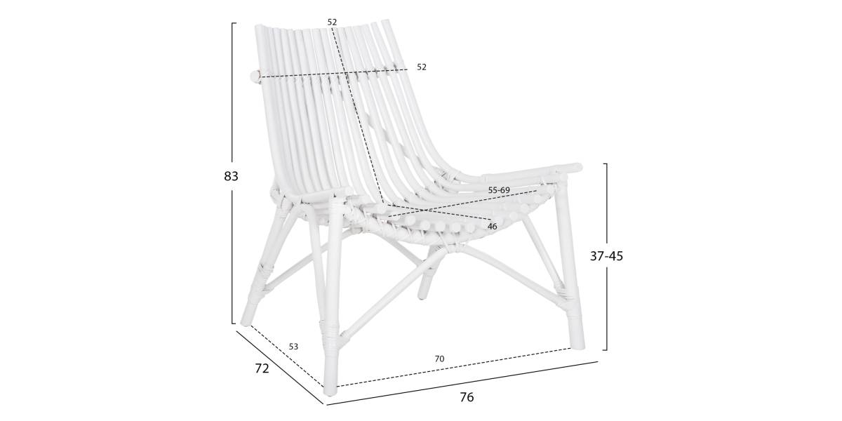 ΚΑΡΕΚΛΑ ΕΞΩΤ.ΧΩΡΟΥ CELLION HM9812.03 ΡΑΒΔΟΙ RATTAN ΣΕ ΛΕΥΚΟ ΧΡΩΜΑ 76x72x83Υεκ.