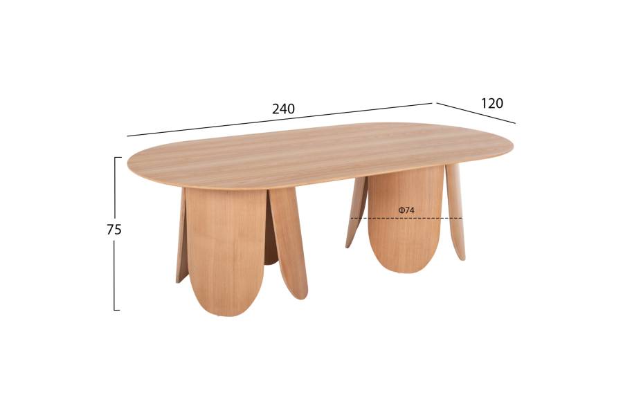 ΤΡΑΠΕΖΙ ΟΒΑΛ DENTY HM9611.01 MDF ΜΕ ΚΑΠΛΑΜΑ ΔΡΥΟΣ-ΦΥΣΙΚΟ ΟΑΚ 240x120x75Υεκ.