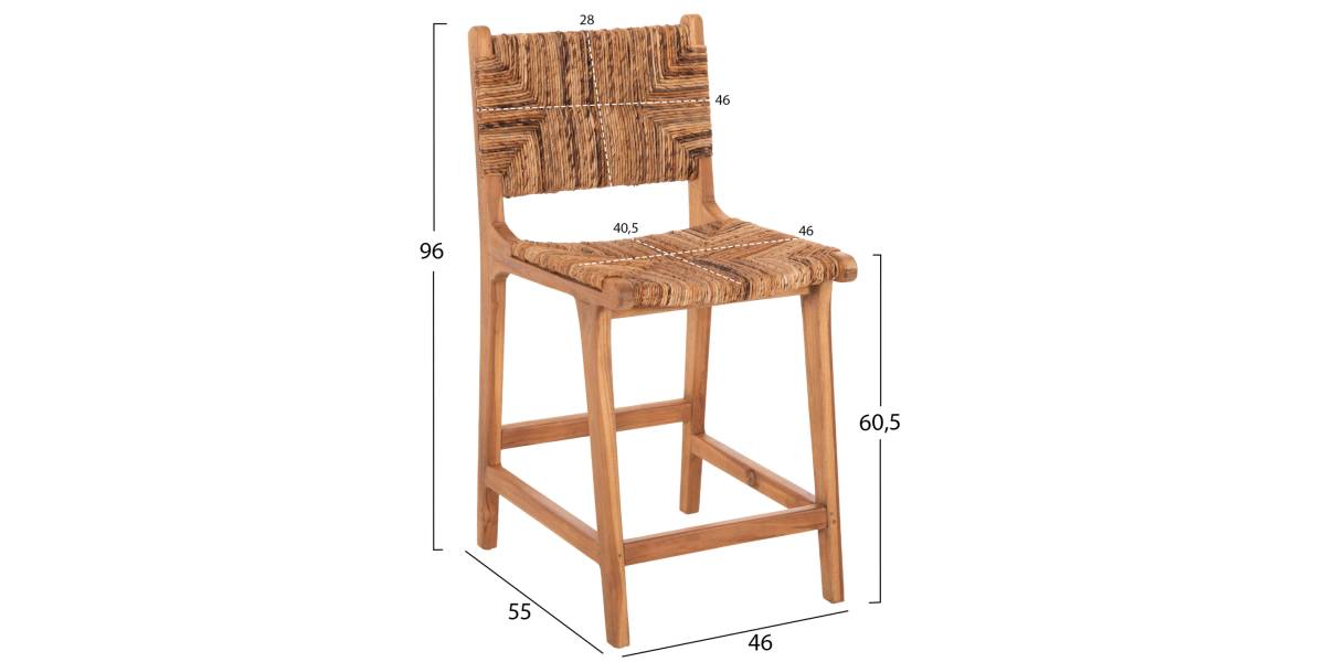 ΣΚΑΜΠΟ ΜΠΑΡ WALTER HM9842 ΞΥΛO TEAK ΣΕ ΦΥΣΙΚΟ-ΨΑΘΑ 46x55x96Υεκ.