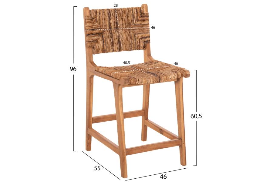 ΣΚΑΜΠΟ ΜΠΑΡ WALTER HM9842 ΞΥΛO TEAK ΣΕ ΦΥΣΙΚΟ-ΨΑΘΑ 46x55x96Υεκ.