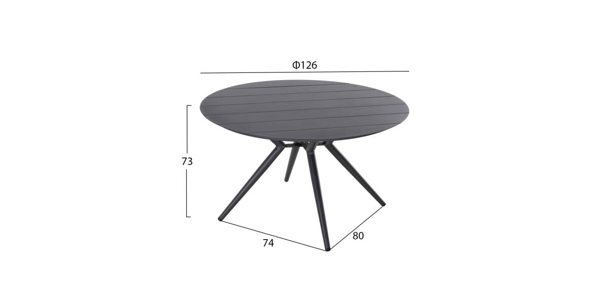 ΤΡΑΠΕΖΙ ΑΛΟΥΜΙΝΙΟΥ ΣΤΡΟΓΓΥΛΟ HIGER HM6061.03 ΑΝΘΡΑΚΙ Φ126Χ73Υεκ.