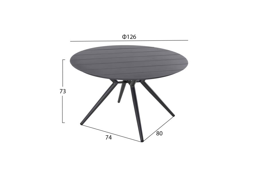 ΤΡΑΠΕΖΙ ΑΛΟΥΜΙΝΙΟΥ ΣΤΡΟΓΓΥΛΟ HIGER HM6061.03 ΑΝΘΡΑΚΙ Φ126Χ73Υεκ.