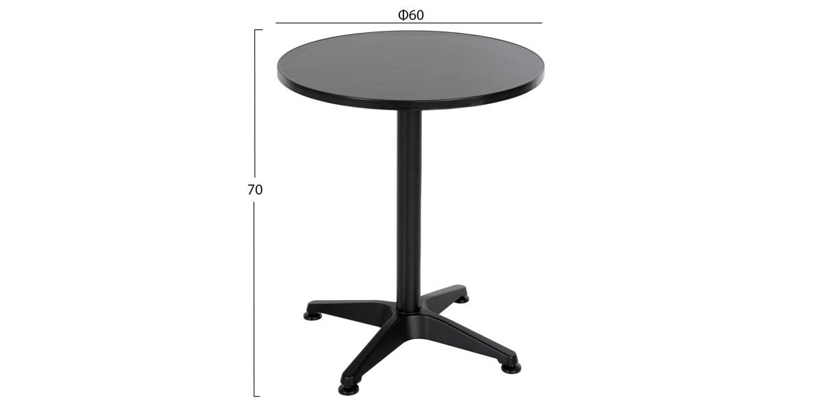 ΤΡΑΠΕΖΙ ΣΤΡΟΓΓΥΛΟ GOSS HM5974.01 ΑΛΟΥΜΙΝΙΟ ΜΑΥΡΟ Φ60x70Υεκ.