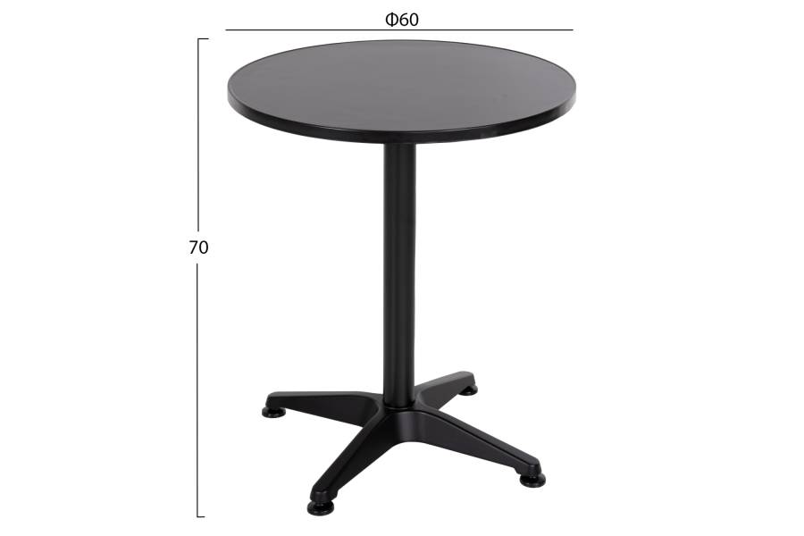 ΤΡΑΠΕΖΙ ΣΤΡΟΓΓΥΛΟ GOSS HM5974.01 ΑΛΟΥΜΙΝΙΟ ΜΑΥΡΟ Φ60x70Υεκ.