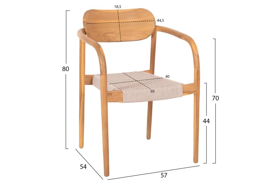 ΠΟΛΥΘΡΟΝΑ OSLO HM9636.07 ΞΥΛΟ TEAK ΦΥΣΙΚΟ & ΜΠΕΖ ΣΧΟΙΝΙ 55x54x80Yεκ.
