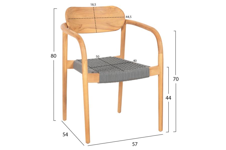 ΠΟΛΥΘΡΟΝΑ OSLO HM9636.08 ΞΥΛΟ TEAK ΦΥΣΙΚΟ & ΓΚΡΙ ΣΧΟΙΝΙ 55x54x80Yεκ.