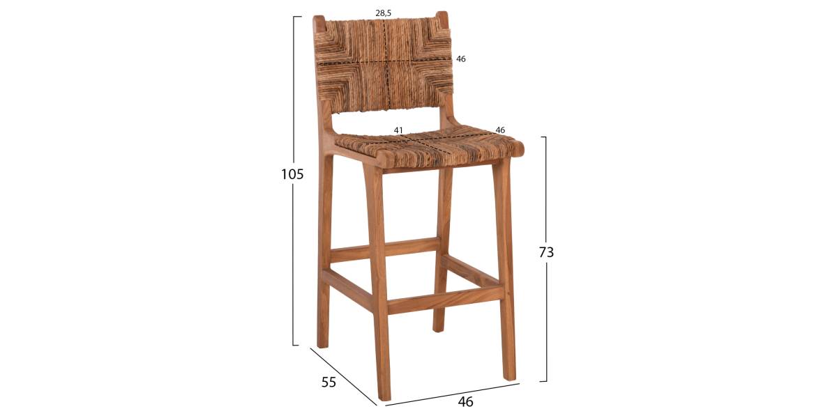 ΣΚΑΜΠΟ ΜΠΑΡ WALTER HM9841 ΞΥΛO TEAK ΣΕ ΦΥΣΙΚΟ-ΨΑΘΑ 46x55x105Υ εκ.