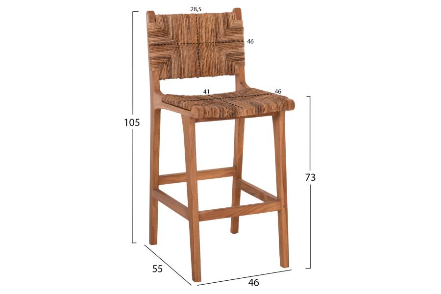 ΣΚΑΜΠΟ ΜΠΑΡ WALTER HM9841 ΞΥΛO TEAK ΣΕ ΦΥΣΙΚΟ-ΨΑΘΑ 46x55x105Υ εκ.