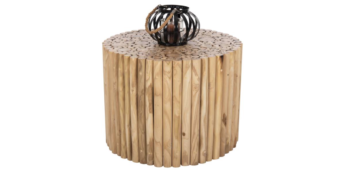 ΤΡΑΠΕΖΙ ΣΑΛΟΝΙΟΥ ΣΤΡΟΓΓΥΛΟ COOTER HM9864 ΚΛΑΔΙΑ TEAK-ΦΥΣΙΚΟ Φ60,5x46Υεκ.