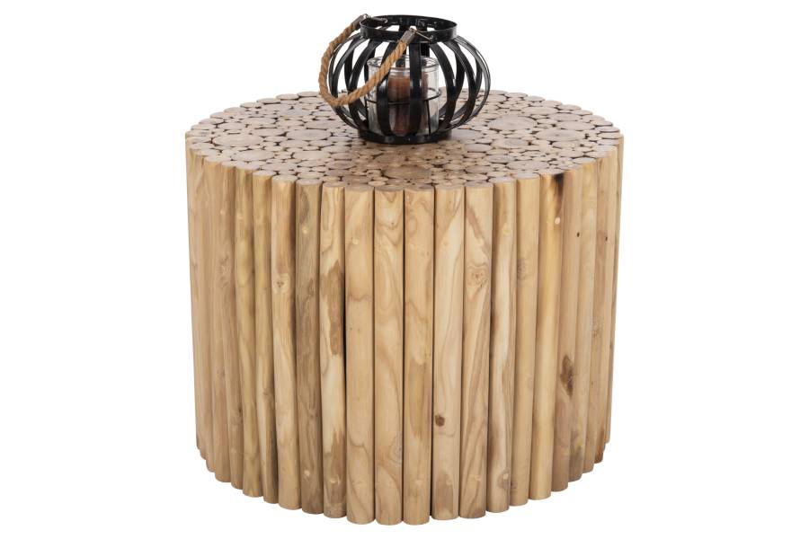 ΤΡΑΠΕΖΙ ΣΑΛΟΝΙΟΥ ΣΤΡΟΓΓΥΛΟ COOTER HM9864 ΚΛΑΔΙΑ TEAK-ΦΥΣΙΚΟ Φ60,5x46Υεκ.
