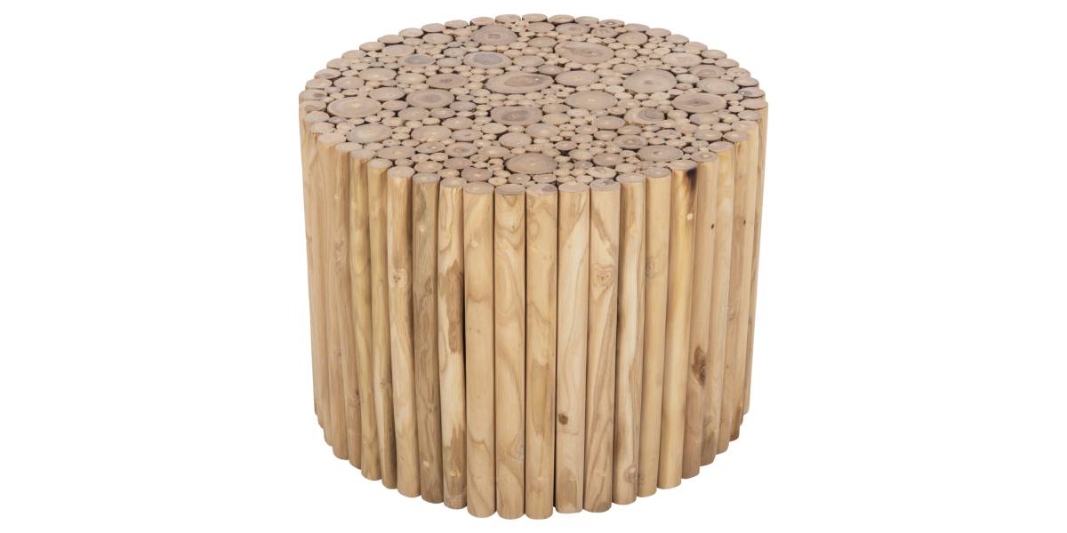 ΤΡΑΠΕΖΙ ΣΑΛΟΝΙΟΥ ΣΤΡΟΓΓΥΛΟ COOTER HM9864 ΚΛΑΔΙΑ TEAK-ΦΥΣΙΚΟ Φ60,5x46Υεκ.