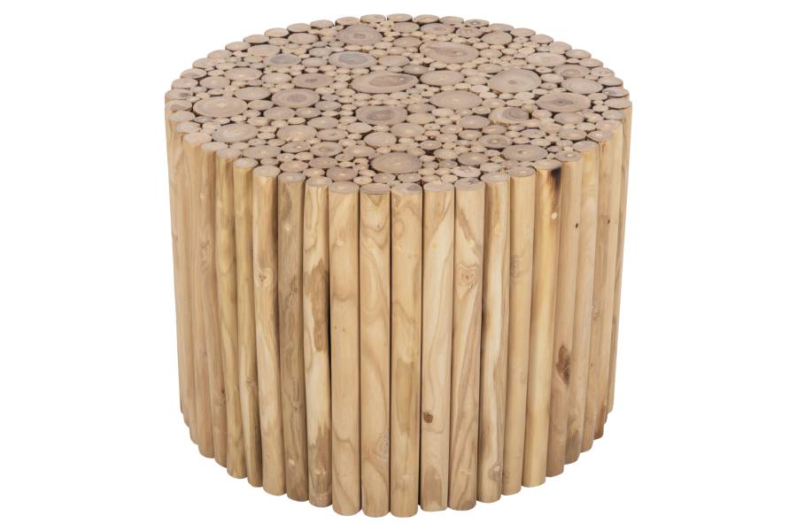 ΤΡΑΠΕΖΙ ΣΑΛΟΝΙΟΥ ΣΤΡΟΓΓΥΛΟ COOTER HM9864 ΚΛΑΔΙΑ TEAK-ΦΥΣΙΚΟ Φ60,5x46Υεκ.