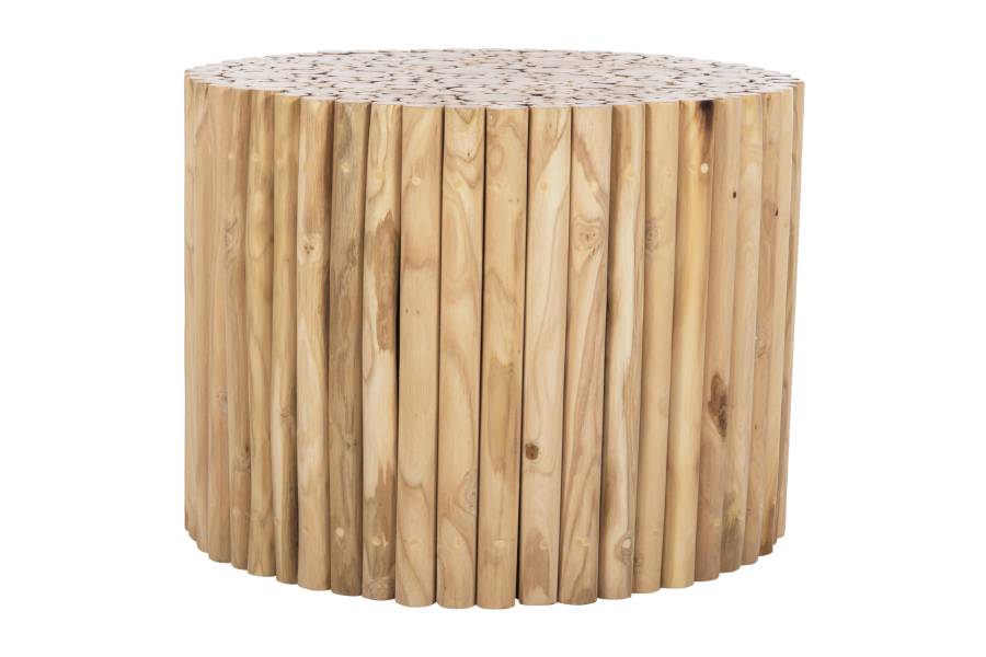 ΤΡΑΠΕΖΙ ΣΑΛΟΝΙΟΥ ΣΤΡΟΓΓΥΛΟ COOTER HM9864 ΚΛΑΔΙΑ TEAK-ΦΥΣΙΚΟ Φ60,5x46Υεκ.