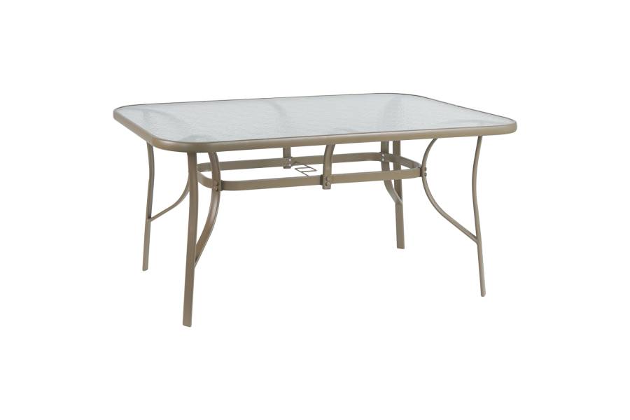 ΤΡΑΠΕΖΙ BRUNO 150X90Χ72Υεκ. ΜΕΤΑΛΛΙΚΟ ΣΑΜΠΑΝΙ ΜΕ ΓΥΑΛΙΝΗ ΕΠΙΦΑΝΕΙΑ HM5145.04