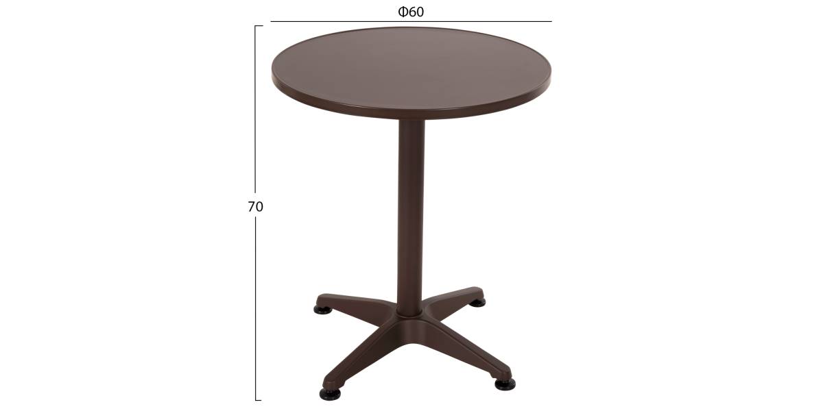 ΤΡΑΠΕΖΙ ΣΤΡΟΓΓΥΛΟ GOSS HM5974.02 ΑΛΟΥΜΙΝΙΟ ΚΑΦΕ Φ60x70Υεκ.