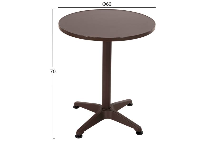 ΤΡΑΠΕΖΙ ΣΤΡΟΓΓΥΛΟ GOSS HM5974.02 ΑΛΟΥΜΙΝΙΟ ΚΑΦΕ Φ60x70Υεκ.