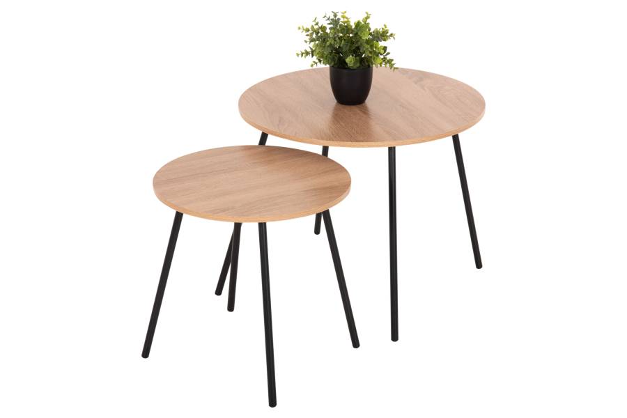 ΤΡΑΠΕΖΙΑ ΣΑΛΟΝΙΟΥ ΣΤΡΟΓΓΥΛΑ 2ΤΜΧ CUPPER HM9878.01 ΜΕΛΑΜΙΝΗ ΣΟΝΑΜΑ-ΜΑΥΡΟ ΜΕΤΑΛΛΟ