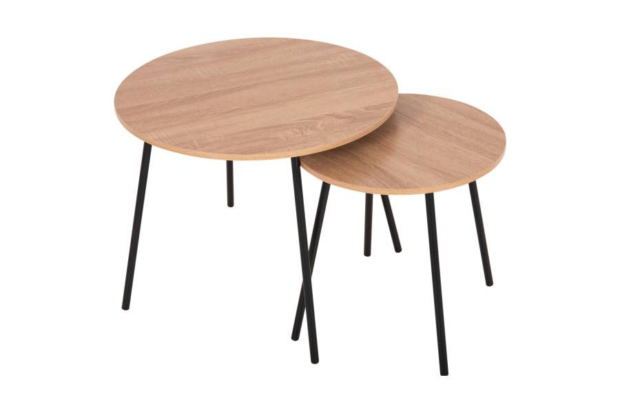 ΤΡΑΠΕΖΙΑ ΣΑΛΟΝΙΟΥ ΣΤΡΟΓΓΥΛΑ 2ΤΜΧ CUPPER HM9878.01 ΜΕΛΑΜΙΝΗ ΣΟΝΑΜΑ-ΜΑΥΡΟ ΜΕΤΑΛΛΟ