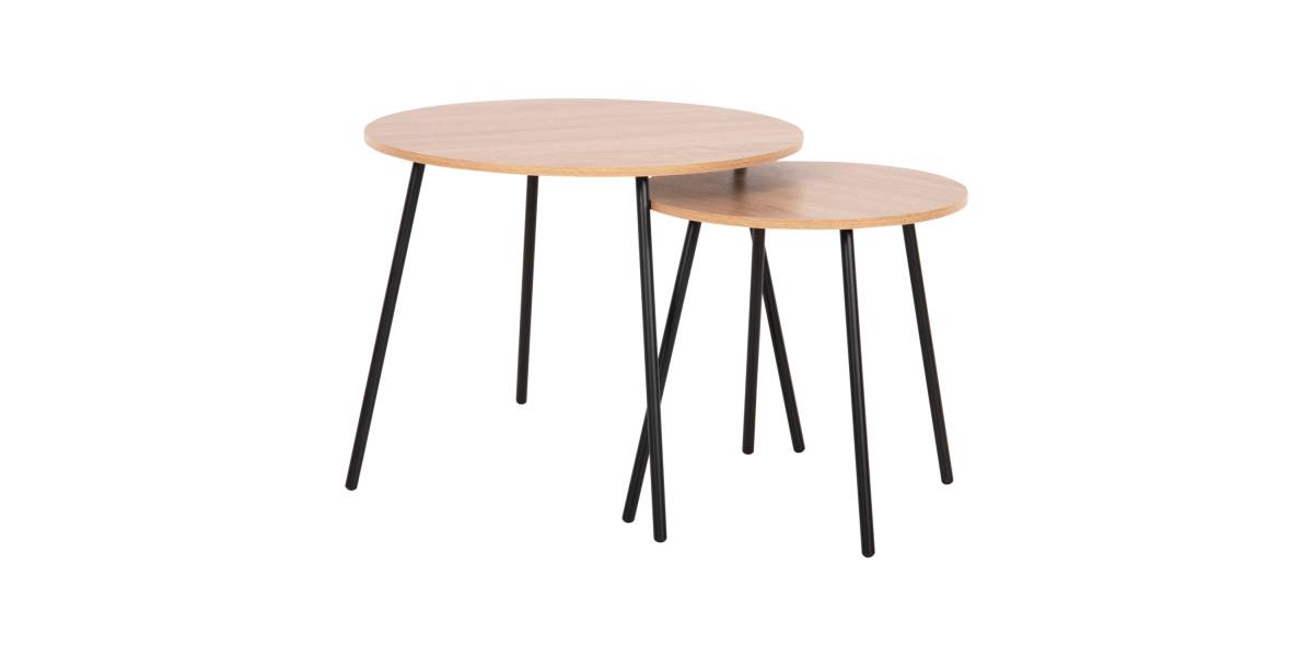 ΤΡΑΠΕΖΙΑ ΣΑΛΟΝΙΟΥ ΣΤΡΟΓΓΥΛΑ 2ΤΜΧ CUPPER HM9878.01 ΜΕΛΑΜΙΝΗ ΣΟΝΑΜΑ-ΜΑΥΡΟ ΜΕΤΑΛΛΟ