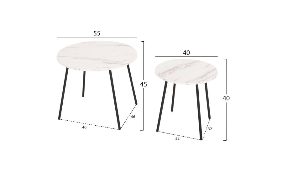 ΤΡΑΠΕΖΙΑ ΣΑΛΟΝΙΟΥ 2ΤΜΧ CUPPER HM9878.12 ΜΕΛΑΜΙΝΗ ΛΕΥΚΟ ΜΑΡΜΑΡΟ-ΜΑΥΡΟ ΜΕΤΑΛΛΟ