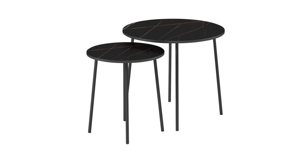 ΤΡΑΠΕΖΙΑ ΣΑΛΟΝΙΟΥ 2ΤΜΧ CUPPER HM9878.13 ΜΕΛΑΜΙΝΗ ΜΑΥΡΟ ΜΑΡΜΑΡΟ-ΜΑΥΡΟ ΜΕΤΑΛΛΟ