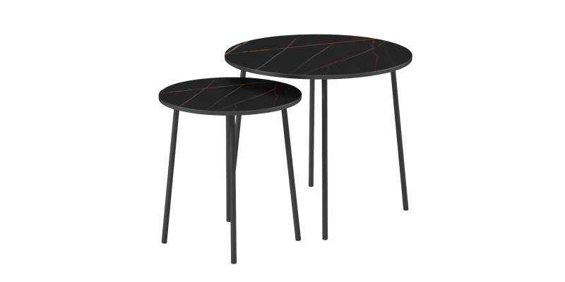 ΤΡΑΠΕΖΙΑ ΣΑΛΟΝΙΟΥ 2ΤΜΧ CUPPER HM9878.13 ΜΕΛΑΜΙΝΗ ΜΑΥΡΟ ΜΑΡΜΑΡΟ-ΜΑΥΡΟ ΜΕΤΑΛΛΟ