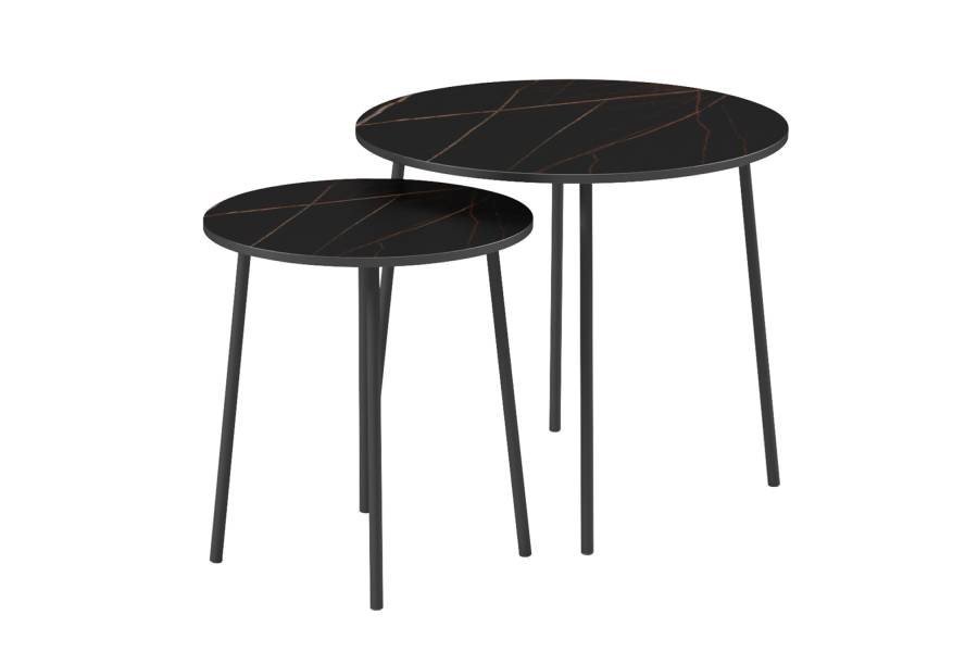 ΤΡΑΠΕΖΙΑ ΣΑΛΟΝΙΟΥ 2ΤΜΧ CUPPER HM9878.13 ΜΕΛΑΜΙΝΗ ΜΑΥΡΟ ΜΑΡΜΑΡΟ-ΜΑΥΡΟ ΜΕΤΑΛΛΟ