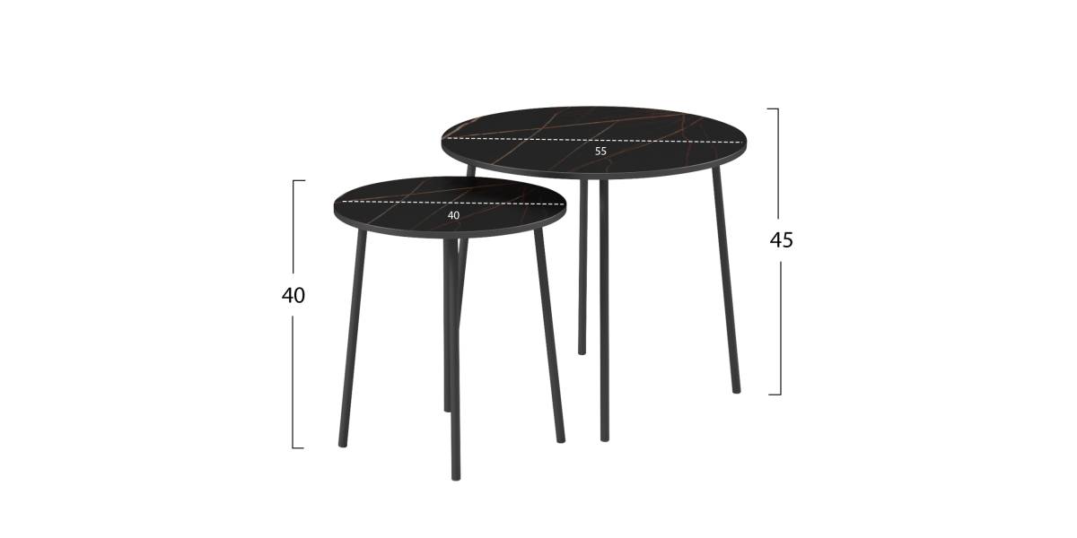 ΤΡΑΠΕΖΙΑ ΣΑΛΟΝΙΟΥ 2ΤΜΧ CUPPER HM9878.13 ΜΕΛΑΜΙΝΗ ΜΑΥΡΟ ΜΑΡΜΑΡΟ-ΜΑΥΡΟ ΜΕΤΑΛΛΟ
