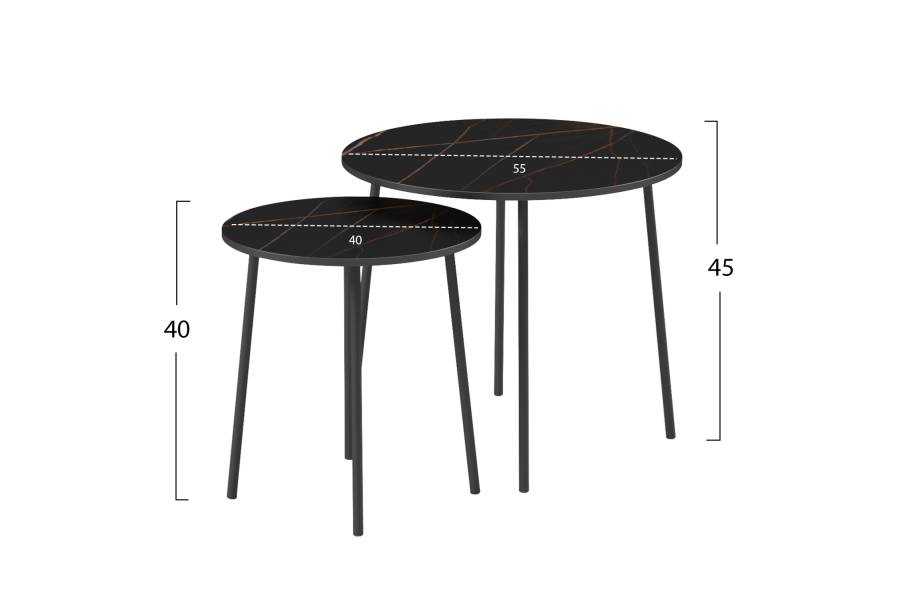 ΤΡΑΠΕΖΙΑ ΣΑΛΟΝΙΟΥ 2ΤΜΧ CUPPER HM9878.13 ΜΕΛΑΜΙΝΗ ΜΑΥΡΟ ΜΑΡΜΑΡΟ-ΜΑΥΡΟ ΜΕΤΑΛΛΟ