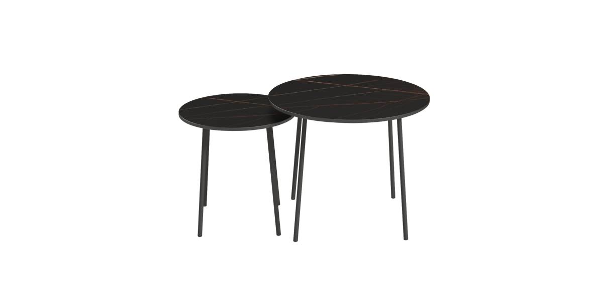 ΤΡΑΠΕΖΙΑ ΣΑΛΟΝΙΟΥ 2ΤΜΧ CUPPER HM9878.13 ΜΕΛΑΜΙΝΗ ΜΑΥΡΟ ΜΑΡΜΑΡΟ-ΜΑΥΡΟ ΜΕΤΑΛΛΟ