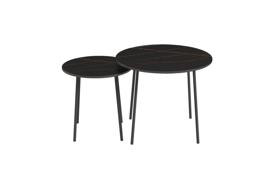 ΤΡΑΠΕΖΙΑ ΣΑΛΟΝΙΟΥ 2ΤΜΧ CUPPER HM9878.13 ΜΕΛΑΜΙΝΗ ΜΑΥΡΟ ΜΑΡΜΑΡΟ-ΜΑΥΡΟ ΜΕΤΑΛΛΟ