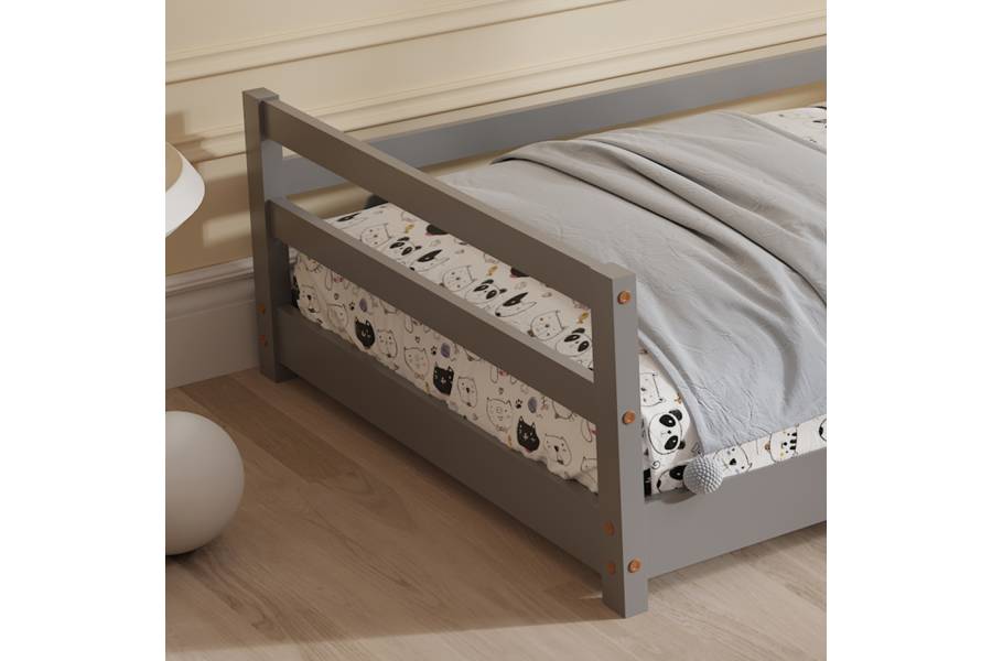 ΚΡΕΒΑΤΙ ΠΑΙΔΙΚΟ HOUSER HM676.05 τ.MONTESSORI ΞΥΛΟ ΠΕΥΚΟ ΓΚΡΙ- 190x90εκ