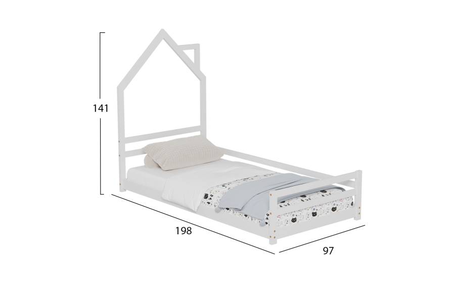 ΚΡΕΒΑΤΙ ΠΑΙΔΙΚΟ HOUSER HM676.03 τ.MONTESSORI ΞΥΛΟ ΠΕΥΚΟ ΛΕΥΚΟ- 190x90εκ