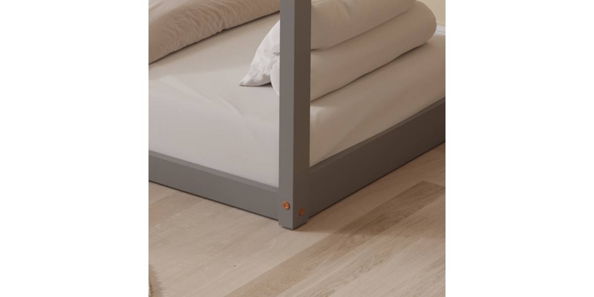 ΚΡΕΒΑΤΙ ΠΑΙΔΙΚΟ PEPE HM677.05 τ.MONTESSORI ΞΥΛΟ ΠΕΥΚΟ ΓΚΡΙ- 190x90εκ