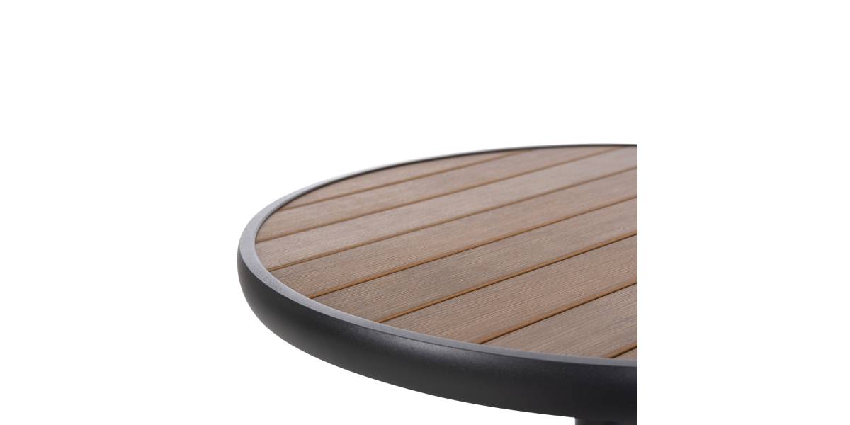 ΤΡΑΠΕΖΙ ΑΛΟΥΜΙΝΙΟΥ ΣΤΡΟΓΓΥΛΟ ALEXA HM6086.01 ΑΝΘΡΑΚΙ-POLYWOOD TOP ΦΥΣΙΚΟ Φ60x73Υεκ.