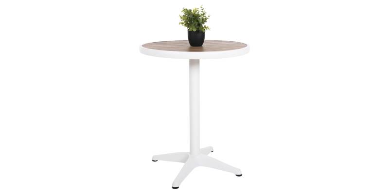 ΤΡΑΠΕΖΙ ΑΛΟΥΜΙΝΙΟΥ ΣΤΡΟΓΓΥΛΟ ALEXA HM6086.02 ΛΕΥΚΟ-POLYWOOD TOP ΦΥΣΙΚΟ Φ60x73Υεκ.
