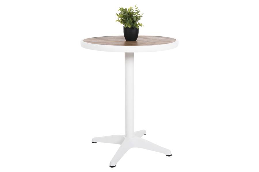 ΤΡΑΠΕΖΙ ΑΛΟΥΜΙΝΙΟΥ ΣΤΡΟΓΓΥΛΟ ALEXA HM6086.02 ΛΕΥΚΟ-POLYWOOD TOP ΦΥΣΙΚΟ Φ60x73Υεκ.