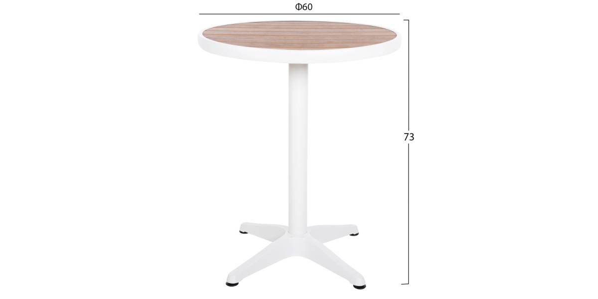 ΤΡΑΠΕΖΙ ΑΛΟΥΜΙΝΙΟΥ ΣΤΡΟΓΓΥΛΟ ALEXA HM6086.02 ΛΕΥΚΟ-POLYWOOD TOP ΦΥΣΙΚΟ Φ60x73Υεκ.