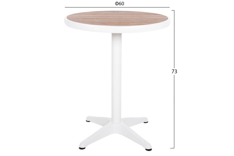 ΤΡΑΠΕΖΙ ΑΛΟΥΜΙΝΙΟΥ ΣΤΡΟΓΓΥΛΟ ALEXA HM6086.02 ΛΕΥΚΟ-POLYWOOD TOP ΦΥΣΙΚΟ Φ60x73Υεκ.