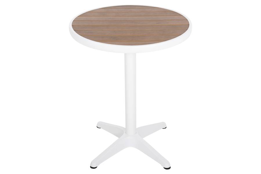 ΤΡΑΠΕΖΙ ΑΛΟΥΜΙΝΙΟΥ ΣΤΡΟΓΓΥΛΟ ALEXA HM6086.02 ΛΕΥΚΟ-POLYWOOD TOP ΦΥΣΙΚΟ Φ60x73Υεκ.