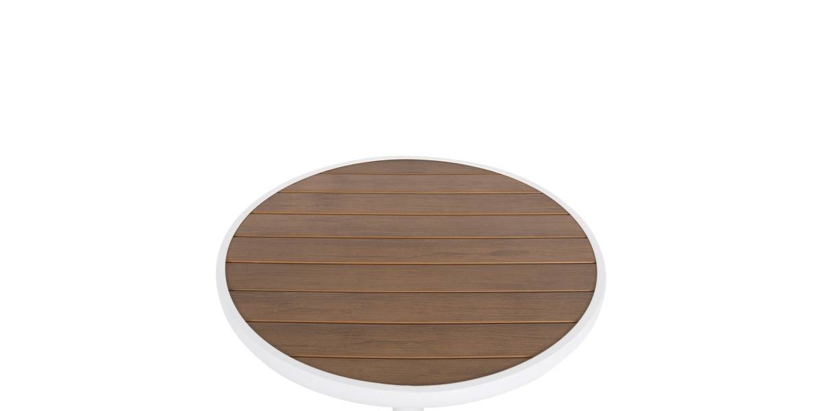 ΤΡΑΠΕΖΙ ΑΛΟΥΜΙΝΙΟΥ ΣΤΡΟΓΓΥΛΟ ALEXA HM6086.02 ΛΕΥΚΟ-POLYWOOD TOP ΦΥΣΙΚΟ Φ60x73Υεκ.