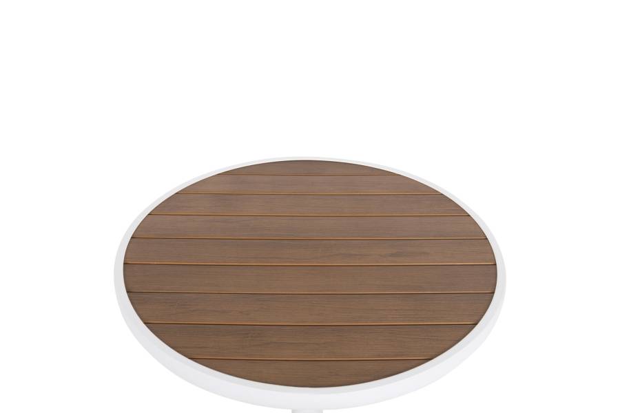 ΤΡΑΠΕΖΙ ΑΛΟΥΜΙΝΙΟΥ ΣΤΡΟΓΓΥΛΟ ALEXA HM6086.02 ΛΕΥΚΟ-POLYWOOD TOP ΦΥΣΙΚΟ Φ60x73Υεκ.
