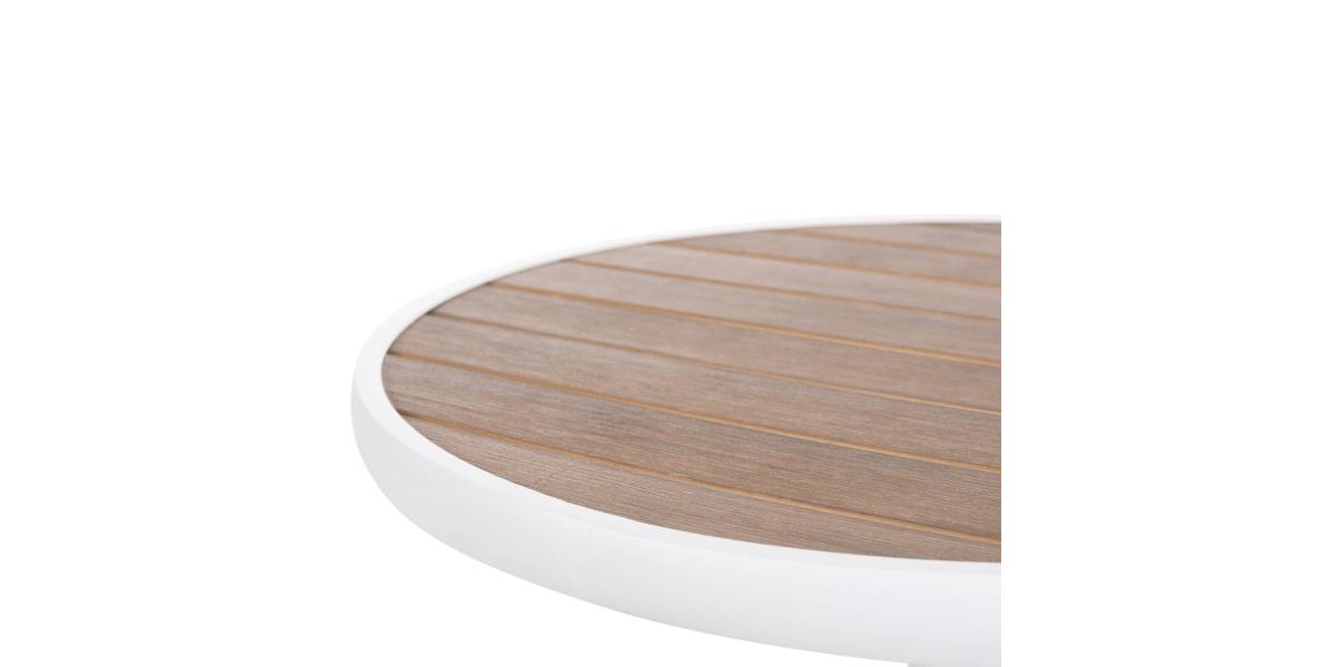 ΤΡΑΠΕΖΙ ΑΛΟΥΜΙΝΙΟΥ ΣΤΡΟΓΓΥΛΟ ALEXA HM6086.02 ΛΕΥΚΟ-POLYWOOD TOP ΦΥΣΙΚΟ Φ60x73Υεκ.