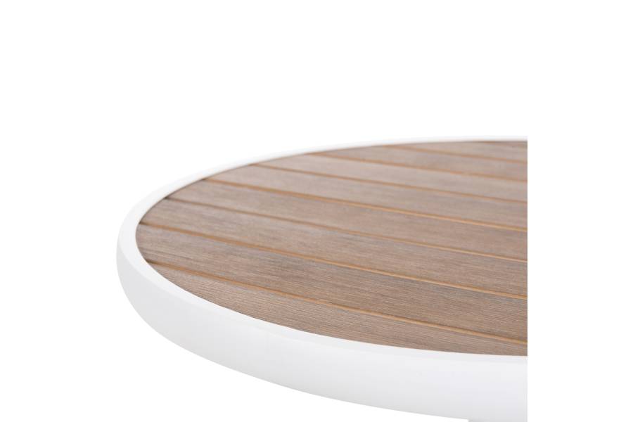 ΤΡΑΠΕΖΙ ΑΛΟΥΜΙΝΙΟΥ ΣΤΡΟΓΓΥΛΟ ALEXA HM6086.02 ΛΕΥΚΟ-POLYWOOD TOP ΦΥΣΙΚΟ Φ60x73Υεκ.